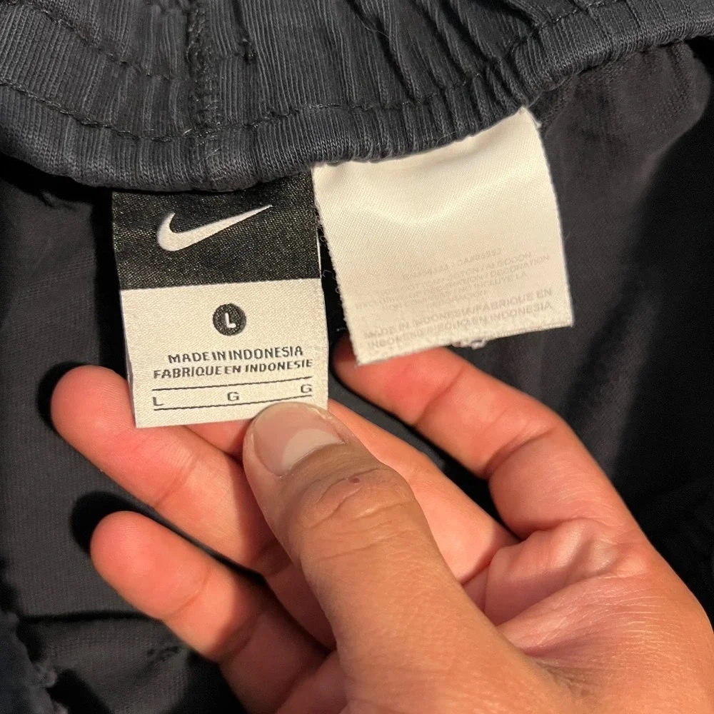 Vintage Y2K Baggy Nike Track Pants Mens Large Black Side Stripe Swoosh Thrashed